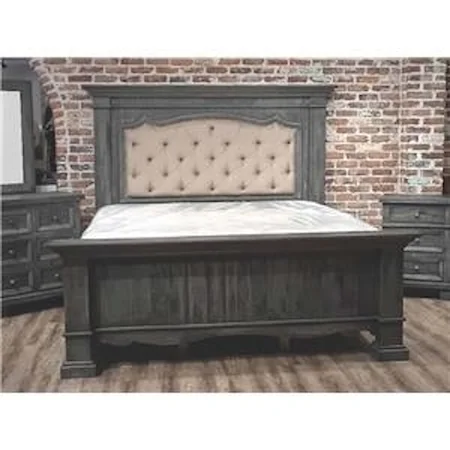 Solid Wood King Mansion Upholstered Bed